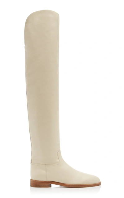 Shop Brock Collection Women's Leather Over-the-knee Boots In White