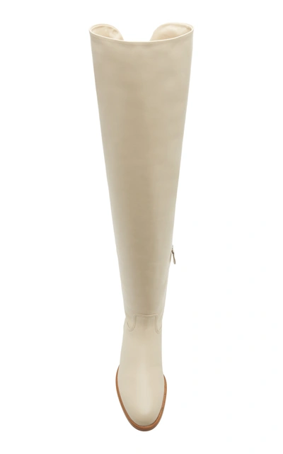 Shop Brock Collection Women's Leather Over-the-knee Boots In White