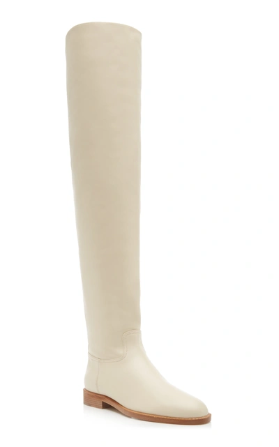 Shop Brock Collection Women's Leather Over-the-knee Boots In White