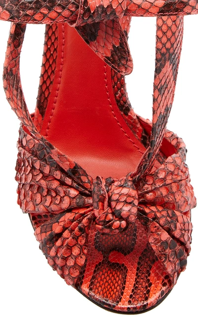 Shop Dolce & Gabbana Tie-detailed Snake-effect Leather Sandals In Red