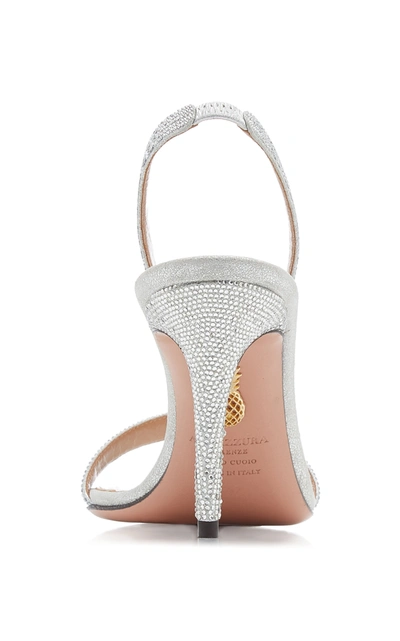 Shop Aquazzura So Nude Crystal-embellished Metallic Leather Sandals In Silver
