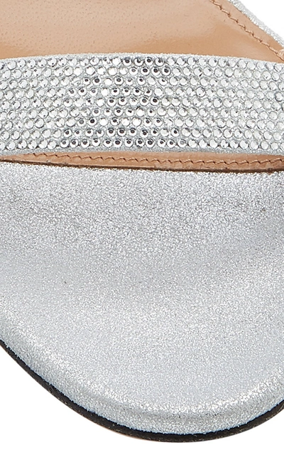 Shop Aquazzura So Nude Crystal-embellished Metallic Leather Sandals In Silver