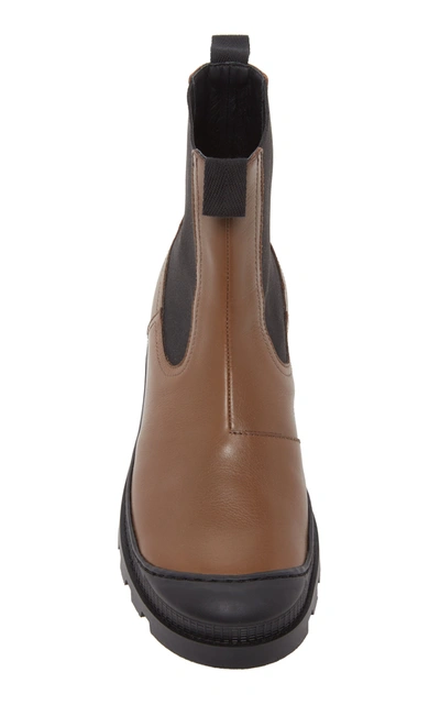 Shop Loewe Rubber-paneled Leather Chelsea Boots In Brown