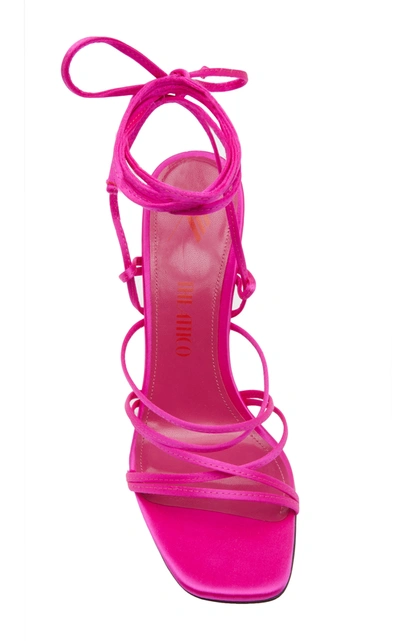 Shop Attico Strappy Satin Lace-up Sandals In Pink