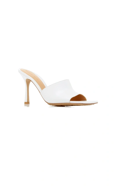 Bottega Veneta Rubber Sole Leather Stretch Mule Sandal Optic White In White