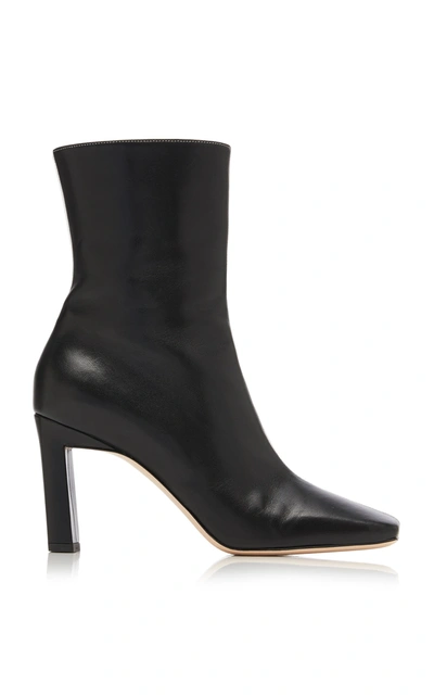 Shop Wandler Isa Two-tone Leather Ankle Boots In Black/white