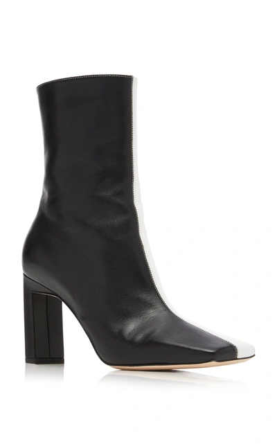 Shop Wandler Isa Two-tone Leather Ankle Boots In Black/white