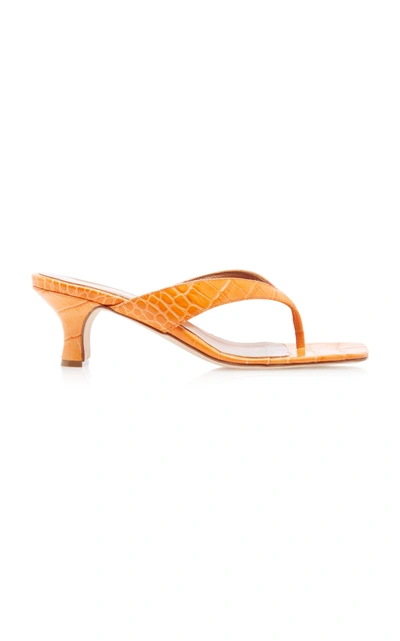 Shop Paris Texas Croc-effect Leather Sandals In Orange