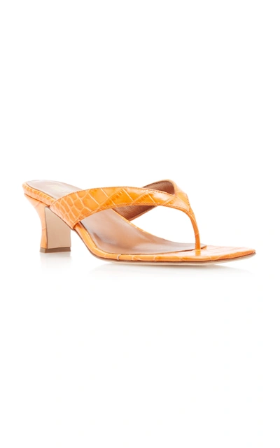 Shop Paris Texas Croc-effect Leather Sandals In Orange