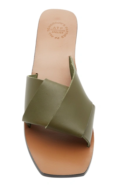 Shop Atp Atelier Ostuni Leather Sandals In Green