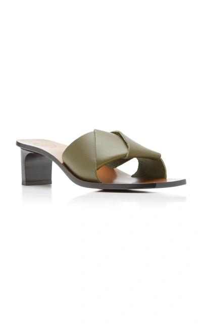Shop Atp Atelier Ostuni Leather Sandals In Green