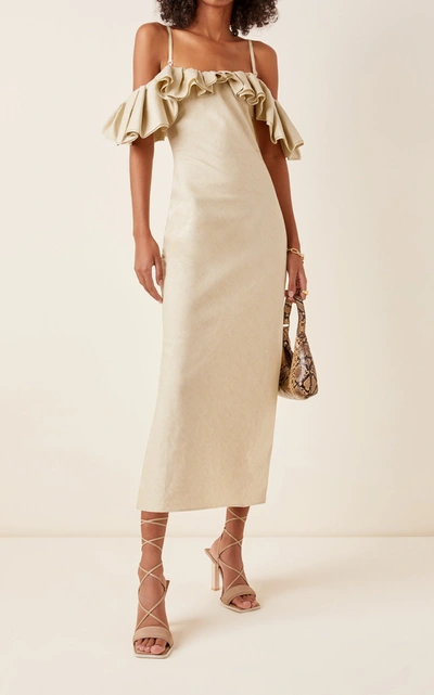 Shop Jacquemus Women's Les Adours Hautes Leather Sandals In White,neutral