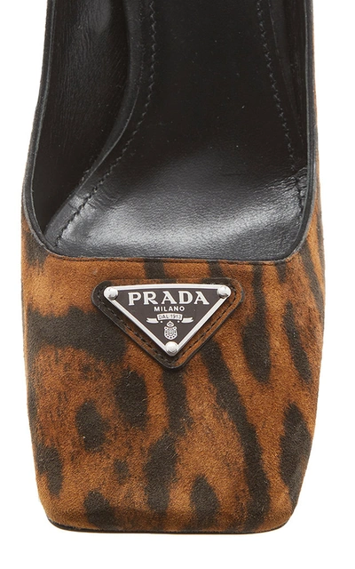 Shop Prada Logo-detailed Leopard Suede Pumps In Animal