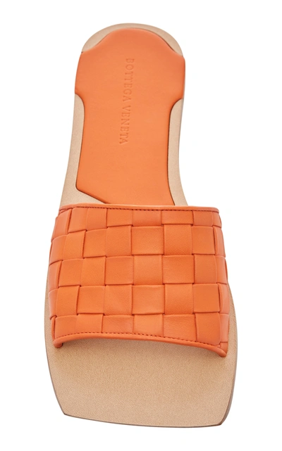 Shop Bottega Veneta Stuoia Leather Sandals In Orange