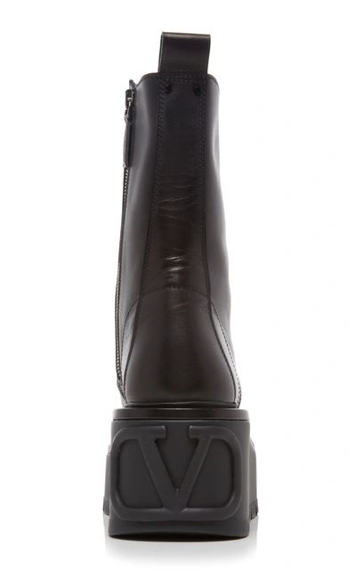 Shop Valentino Women's  Garavani Uniqueform Leather Boots In Black