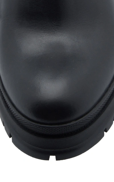 Shop Prada Women's Leather And Rubber Platform Ankle Boots In Black