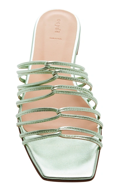 Shop Aeyde Natasha Metallic Leather Sandals In Green