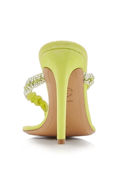 Shop Alexandre Vauthier Women's Jojo Embellished Suede Thong Sandals In Green