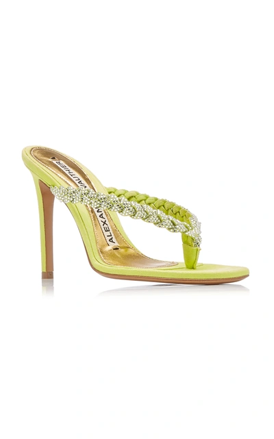 Shop Alexandre Vauthier Women's Jojo Embellished Suede Thong Sandals In Green