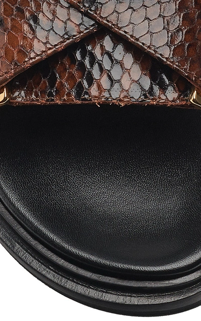 Shop Marni Women's Fussbett Snake-effect Leather Slingback Sandals In Brown