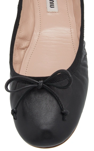 Shop Miu Miu Women's Crystal-inset Leather Ballet Flats In Black,neutral