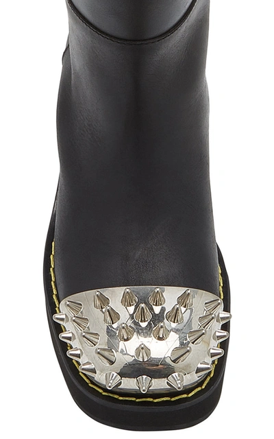 Shop Miu Miu Spike-embellished Knee-high Leather Boots In Black