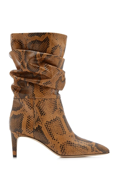Shop Paris Texas Slouchy Python-effect Leather Calf-length Boots In Animal