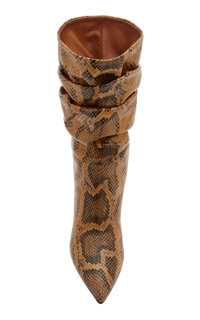 Shop Paris Texas Slouchy Python-effect Leather Calf-length Boots In Animal