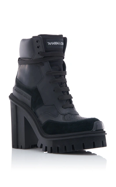 Shop Dolce & Gabbana Women's Leather Platform Ankle Boots In Black