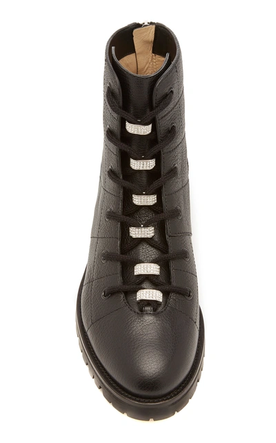 Shop Jimmy Choo Bren Crystal-embellished Leather Ankle Boots In Black