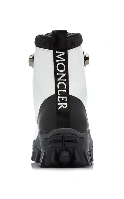 Shop Moncler Women's Helis Leather Lug-sole Ankle Boots In White,black