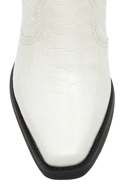 Shop Ganni Croc-effect Leather Knee-high Boots In White