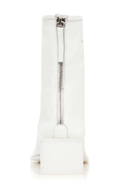 Shop Acne Studios Women's Bertine Logo Leather Boots In White