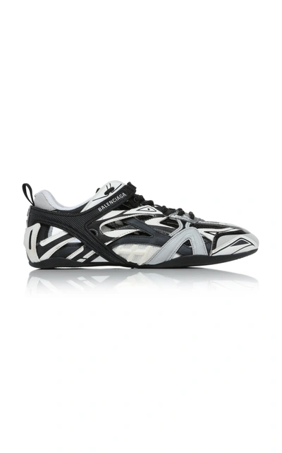 Shop Balenciaga Women's Drive Mesh-inset Rubber And Leather Sneakers In Black,white