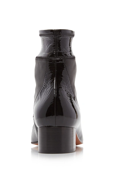 Shop Loewe Women's Patent Leather-paneled Ankle Boots In Black