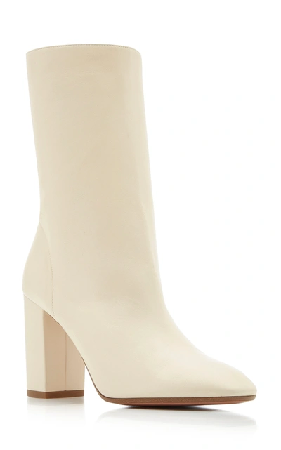 Shop Aquazzura Women's Boogie Leather Ankle Booties In Ivory