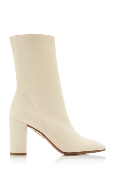 Shop Aquazzura Women's Boogie Leather Ankle Booties In Ivory
