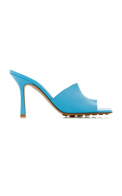 Shop Bottega Veneta Stretch Leather Slide Sandals In Blue