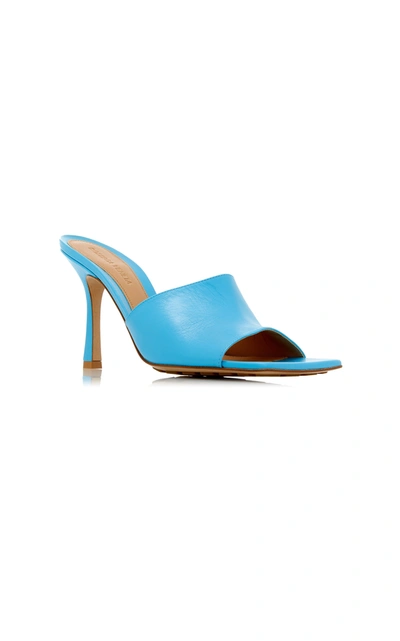 Shop Bottega Veneta Stretch Leather Slide Sandals In Blue