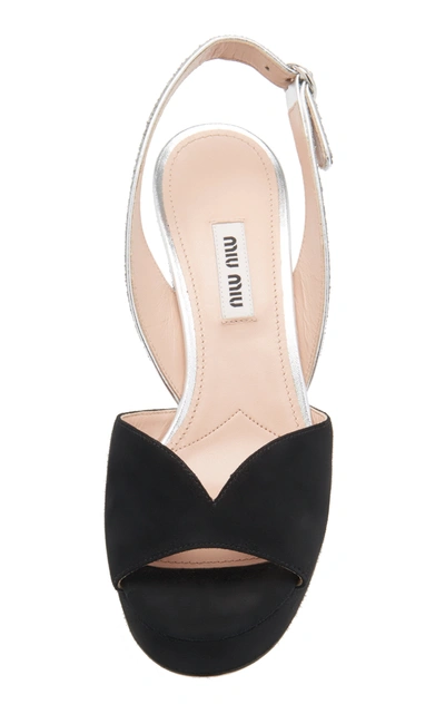 Shop Miu Miu Women's Glittered Suede Platform Sandals In Neutral,black