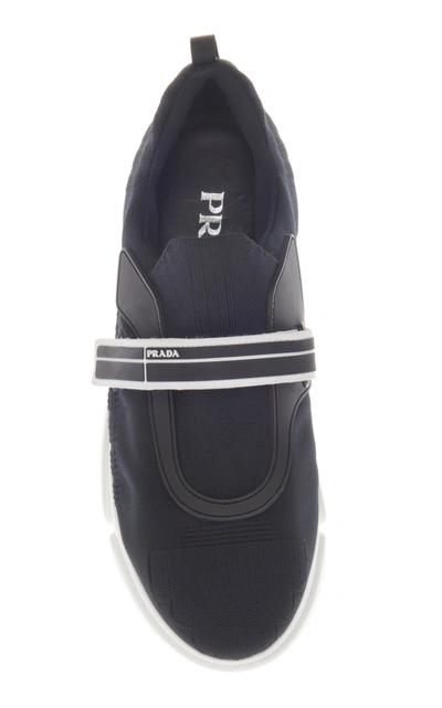 Shop Prada Cloudbust Rubber And Leather-trimmed Mesh Sneakers In Black