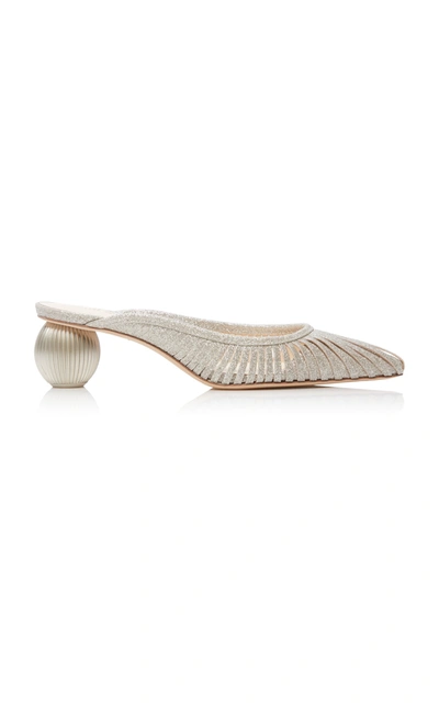 Shop Cult Gaia Alia Leather Mules In Silver