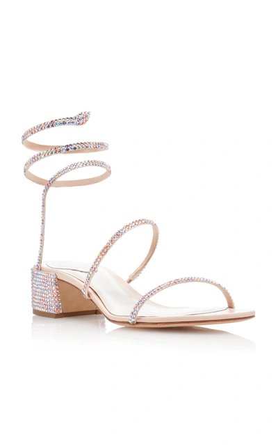 Shop René Caovilla Crystal-embellished Satin Sandals In Multi