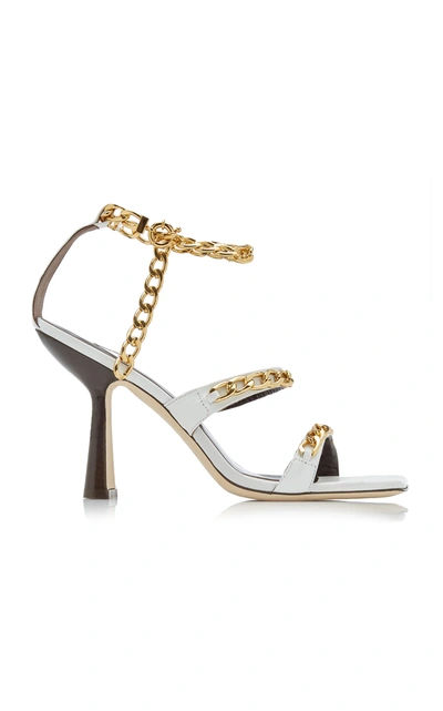Shop By Far Gina Embellished Leather Sandals In White