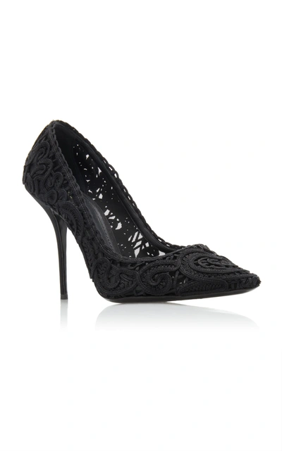 Shop Dolce & Gabbana Women's Embroidered Lace Pumps In Black
