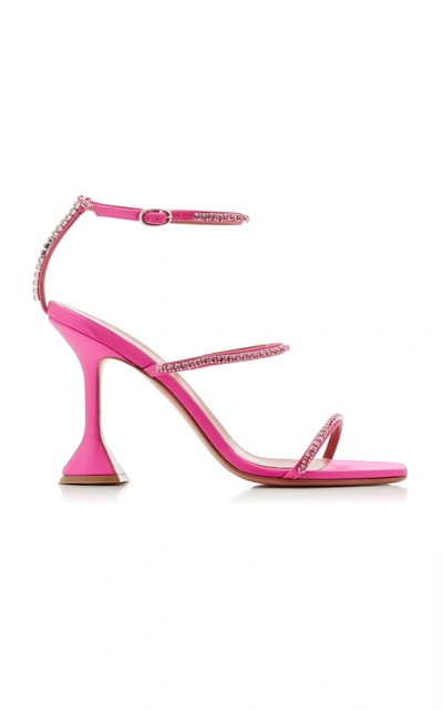 Shop Amina Muaddi Women's Gilda Crystal-embellished Satin Sandals In Pink