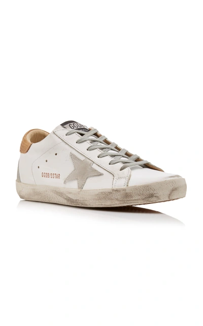 Shop Golden Goose Superstar Distressed Leather Sneakers In White