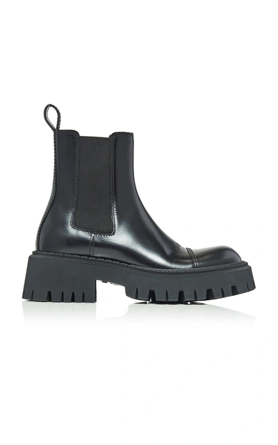Shop Balenciaga Women's Tractor Leather Platform Ankle Boots In Black