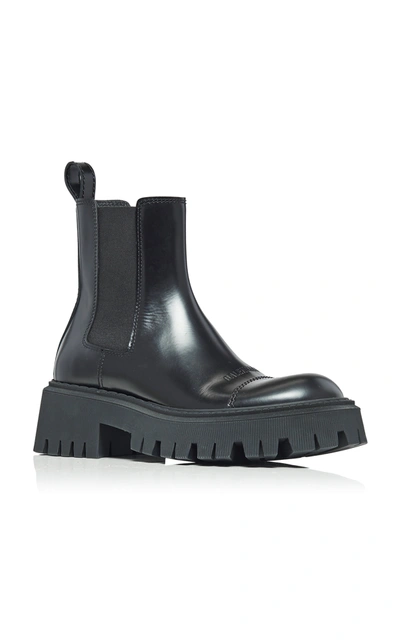 Shop Balenciaga Women's Tractor Leather Platform Ankle Boots In Black