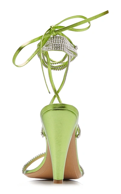 Shop Alexandre Vauthier Women's Amina Crystal-embellished Leather Wrap Sandals In Green